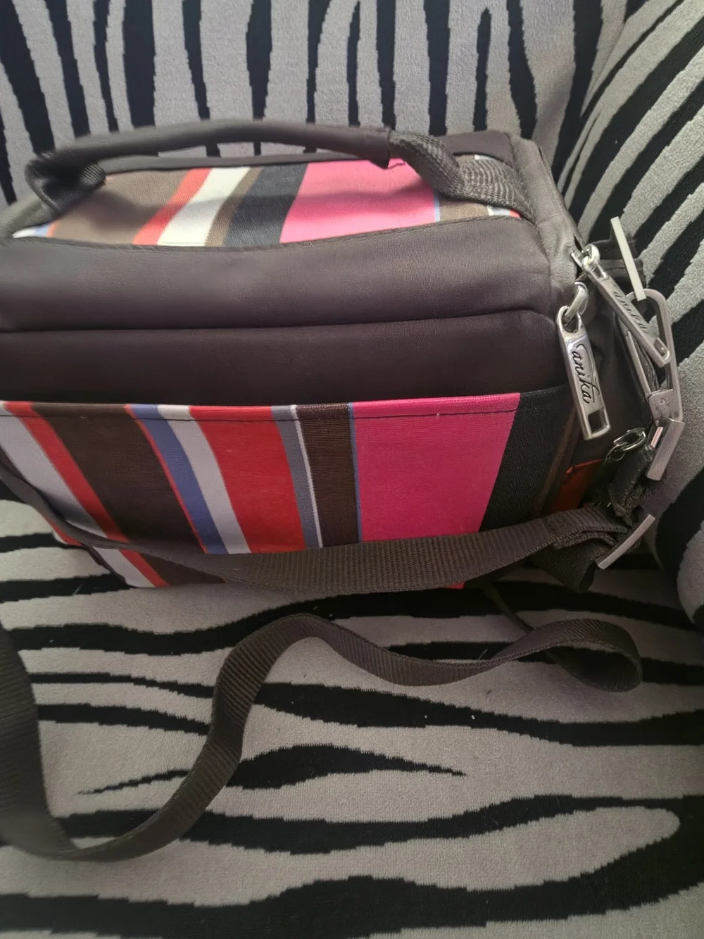 Anika Pink & Brown multi-compartment travel utility case